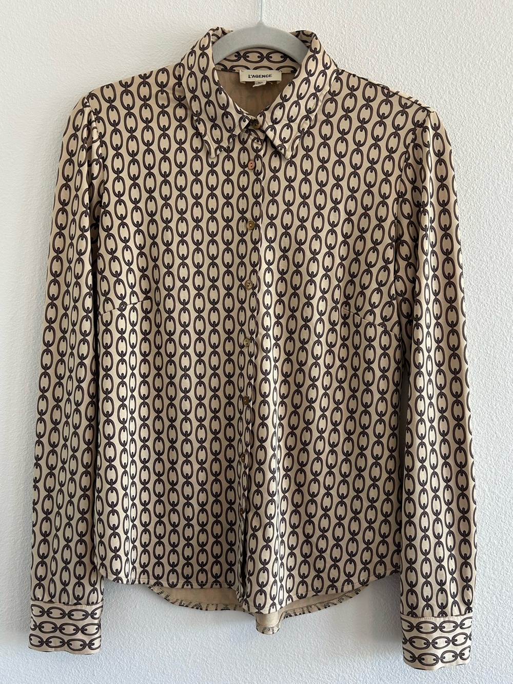 L'AGENCE Harmony Long-Sleeve Chain-Link Blouse - Picture 2 of 6